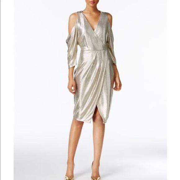 RACHEL Rachel Roy Dresses & Skirts - Rachel Roy Cold Shoulder Metallic Wrap Dress 🥂